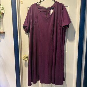 Roaman's Purple A-Line Dress with Silver Zipper detail